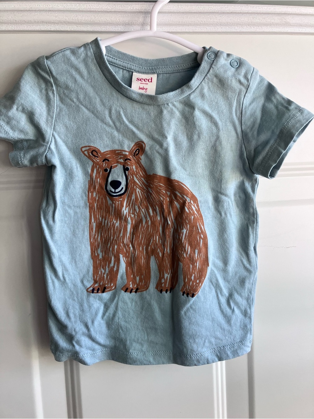 Seed baby blue bear tshirt 100% cotton 6-12 months